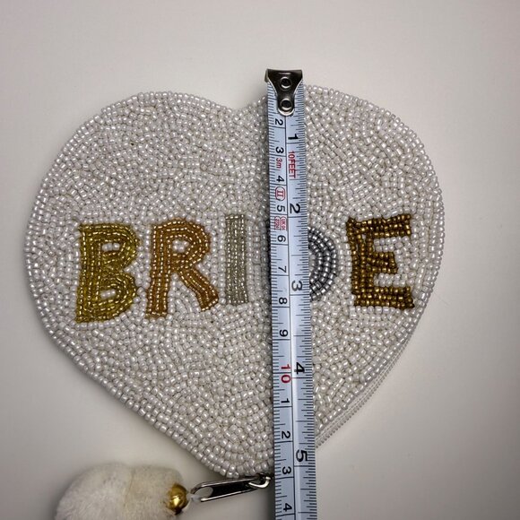 Beaded 'Bride' Heart Shaped Coin Purse Wedding Bachelorette Bridal‎ - Picture 5 of 6